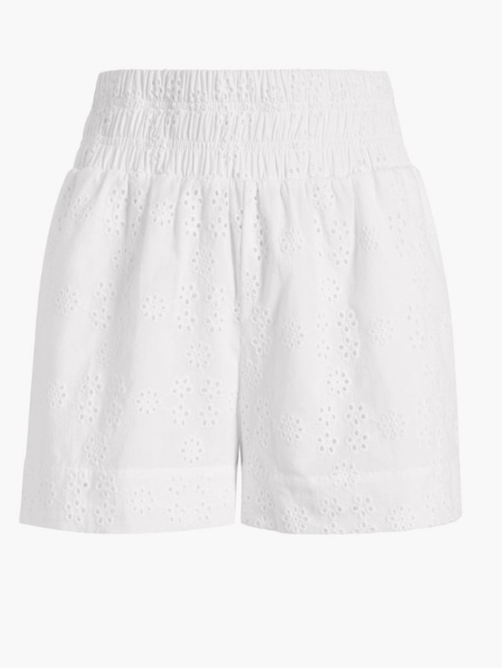 Hill House White Eyelet Smocked Waist Shorts